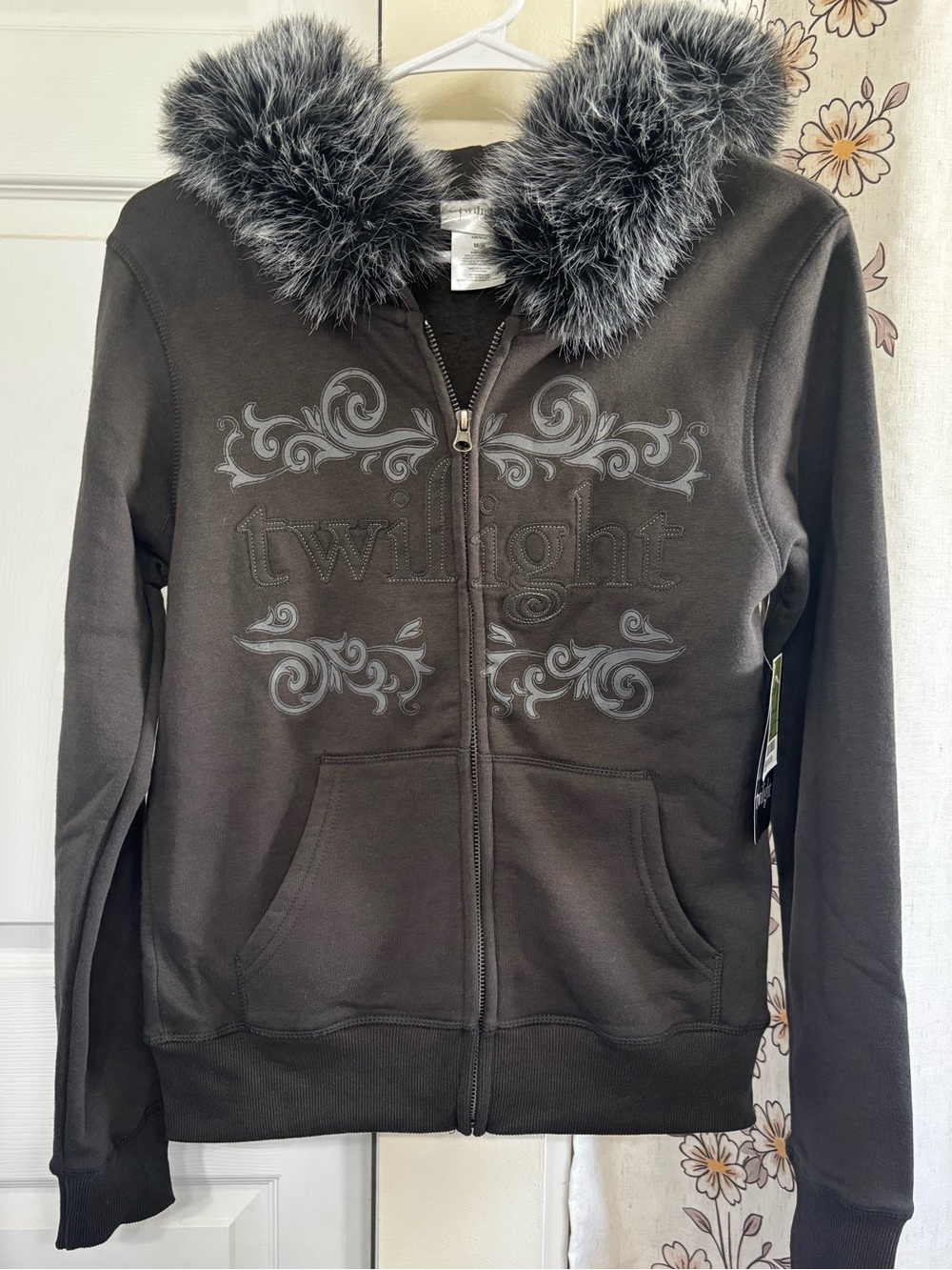 Medium Y2K Vtg Mimic Twilight Jacket Fur Hoodie Bella Swan Sweater Zip Up NEW